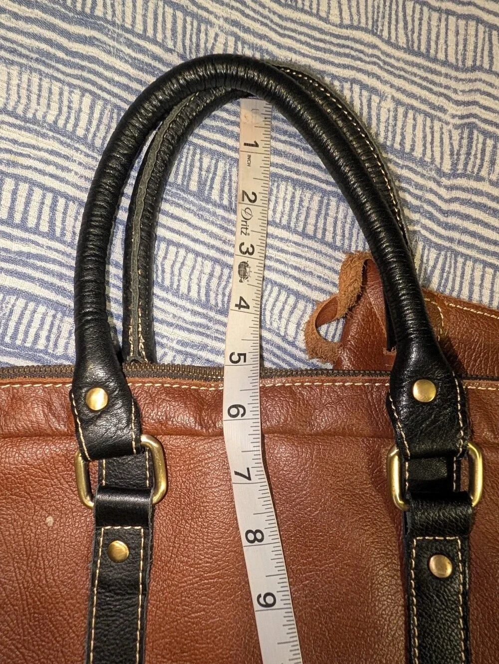 AmeriLeather Leather Messenger Bag Tobacco Brown Satchel Laptop Carrier Vintage